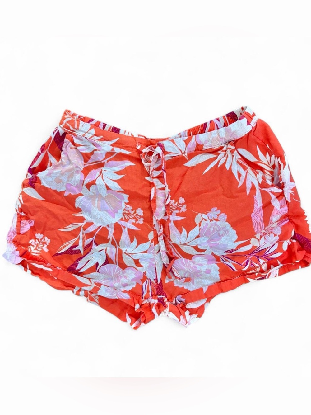 Cynthia Rowley orange floral summer tropical theme shorts  Sz M